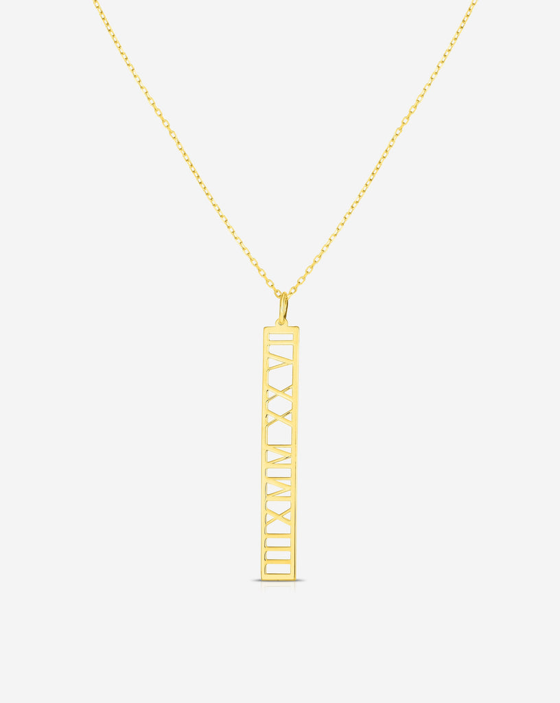 Yellow Gold Roman Initial Letter V Diamond Cut Pendant