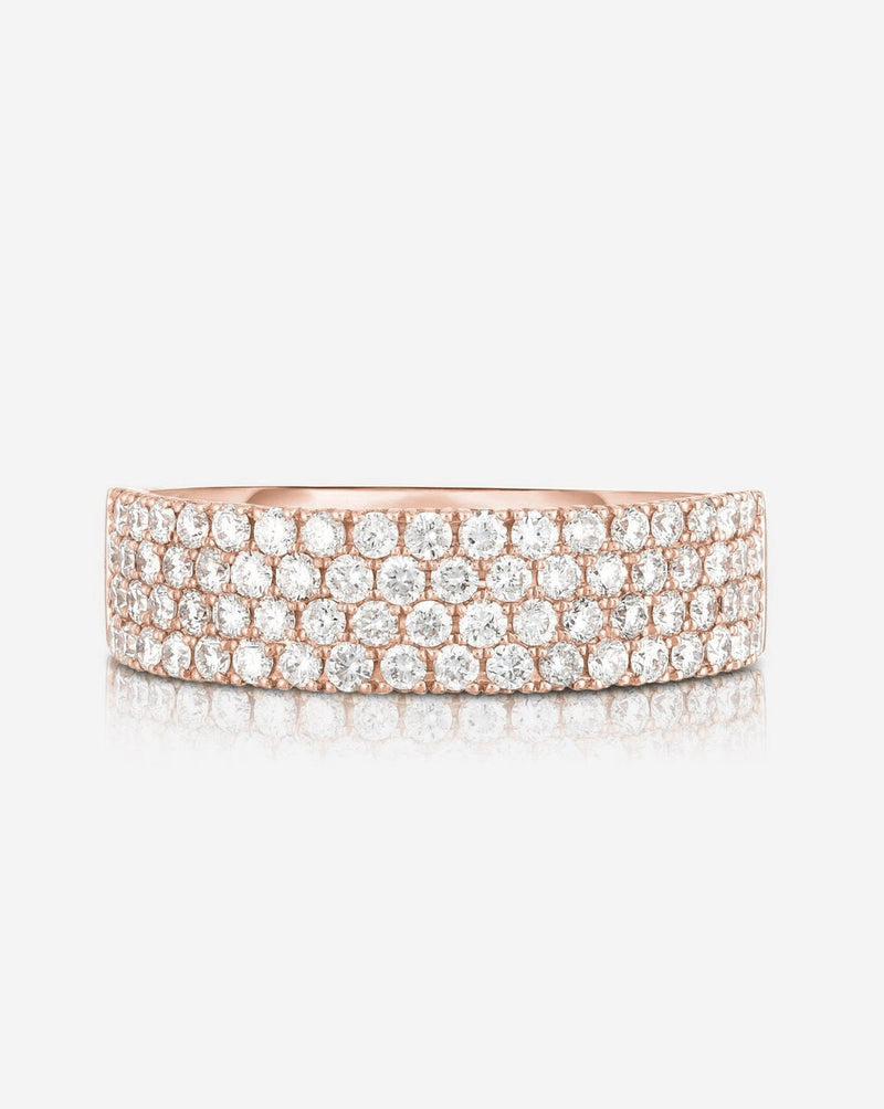 Ring Concierge Rings 14k Rose Gold / 5 Four Row Stackable Pavé Ring