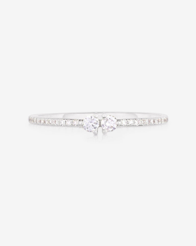 Ring Concierge Rings 14k White Gold / 3 Twin Diamond Ring