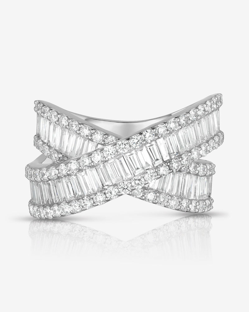 Ring Concierge Rings 14k White Gold / 6 Baguette Crossover Ring