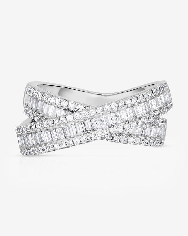 Ring Concierge Rings 14k White Gold Petite Baguette Crossover Ring