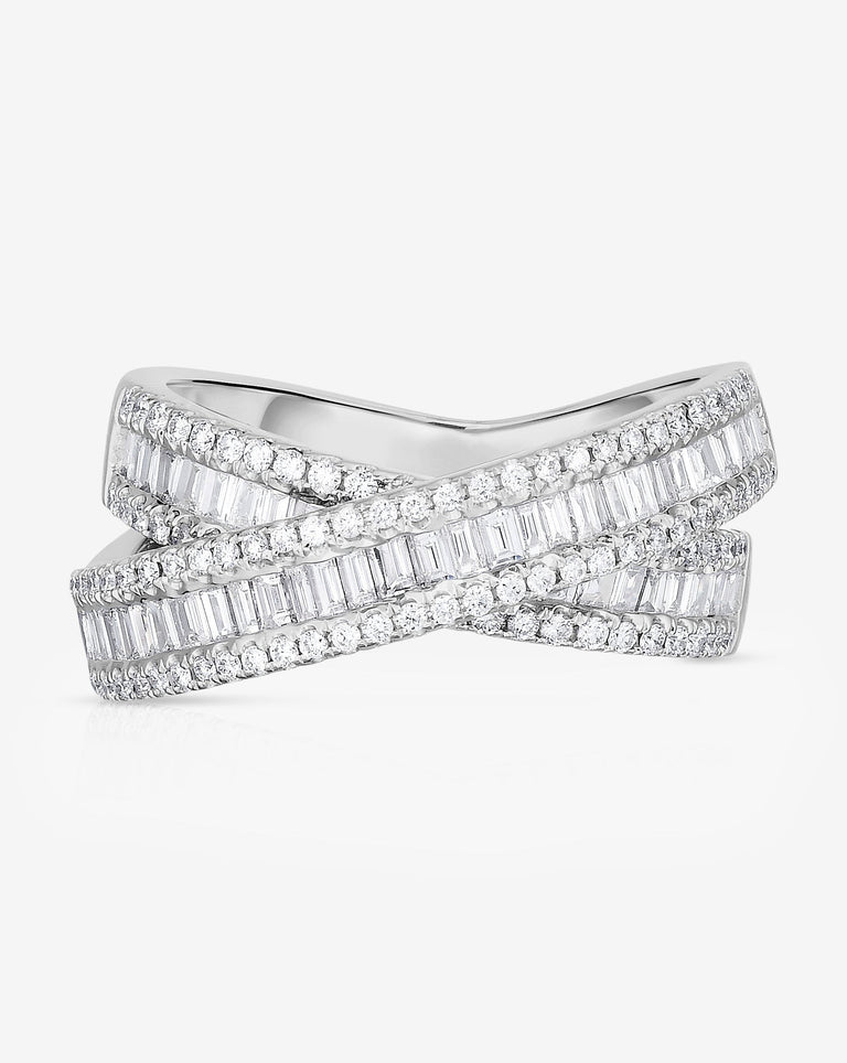 Petite Baguette Crossover Ring