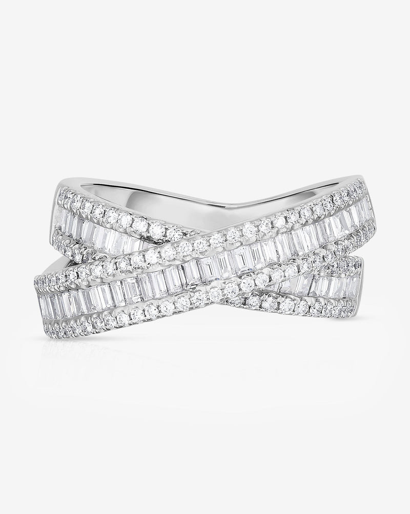 Ring Concierge Rings 14k White Gold Petite Baguette Crossover Ring