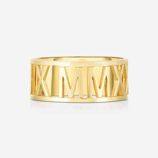 Roman Numerals Stackable Sterling Ring