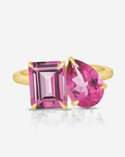 Ring Concierge Rings 14k Yellow Gold / Magenta/Magenta- NEW / 6 Ready-to-Ship Toi et Moi Gemstone Ring