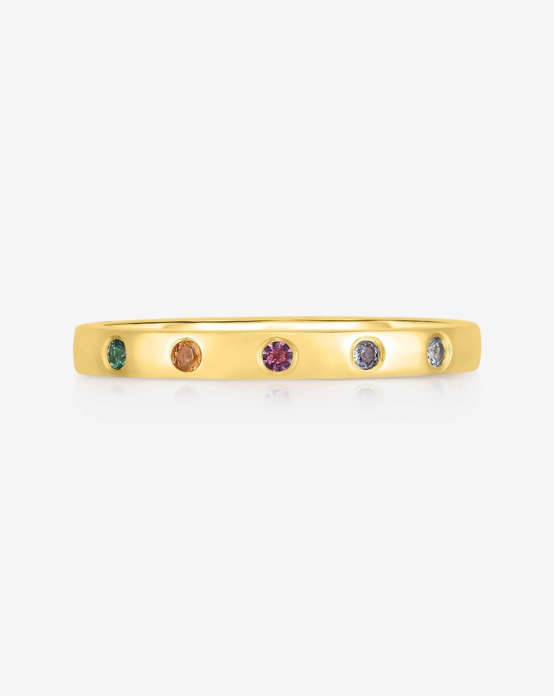 Inlay Birthstone Ring - 14k Yellow Gold