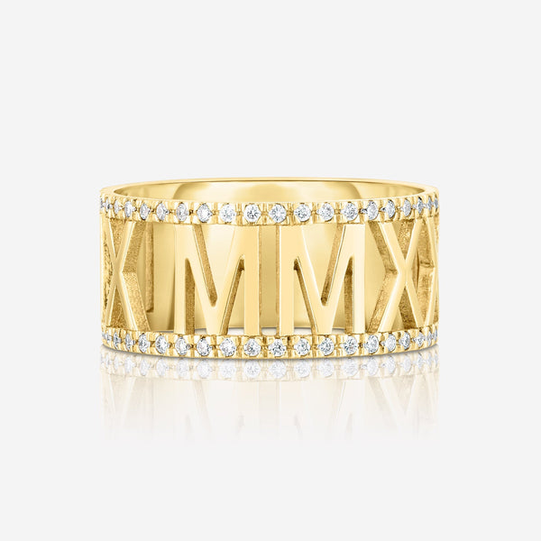 Diamond Roman Numeral Personalized Ring