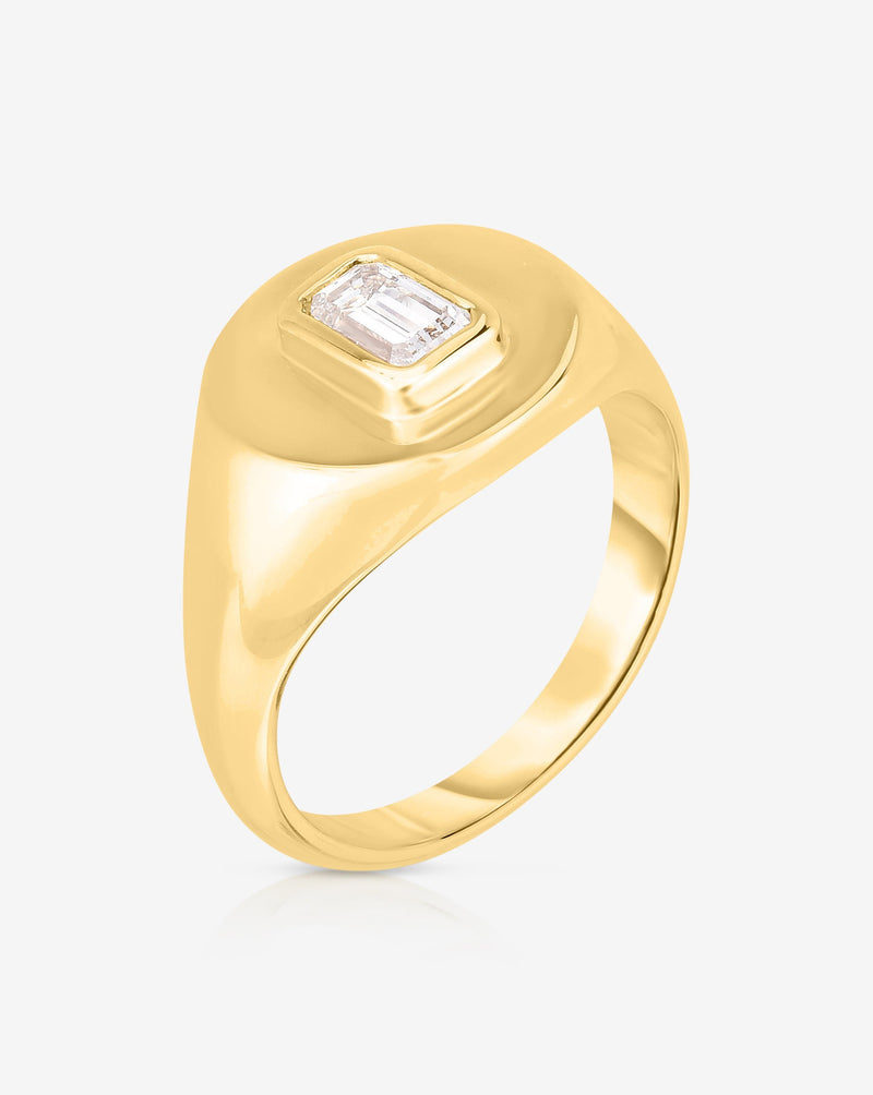Ring Concierge Emerald / 14k Yellow Gold Diamond Signet Pinky Ring - side view