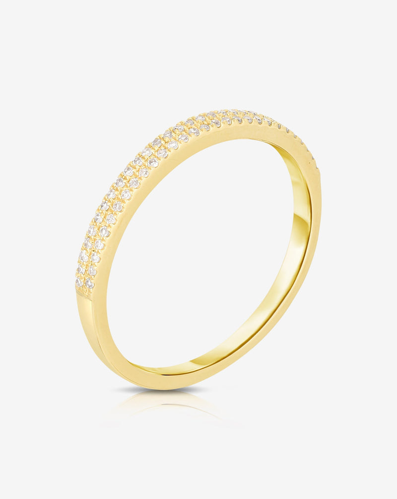 Ring Concierge Rings Double Row Stackable Pavé Ring 14k yellow gold side view