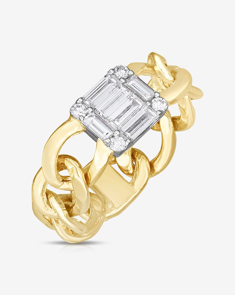 Ring Concierge Rings Emerald Illusion Curb Chain Ring 14K Yellow Gold