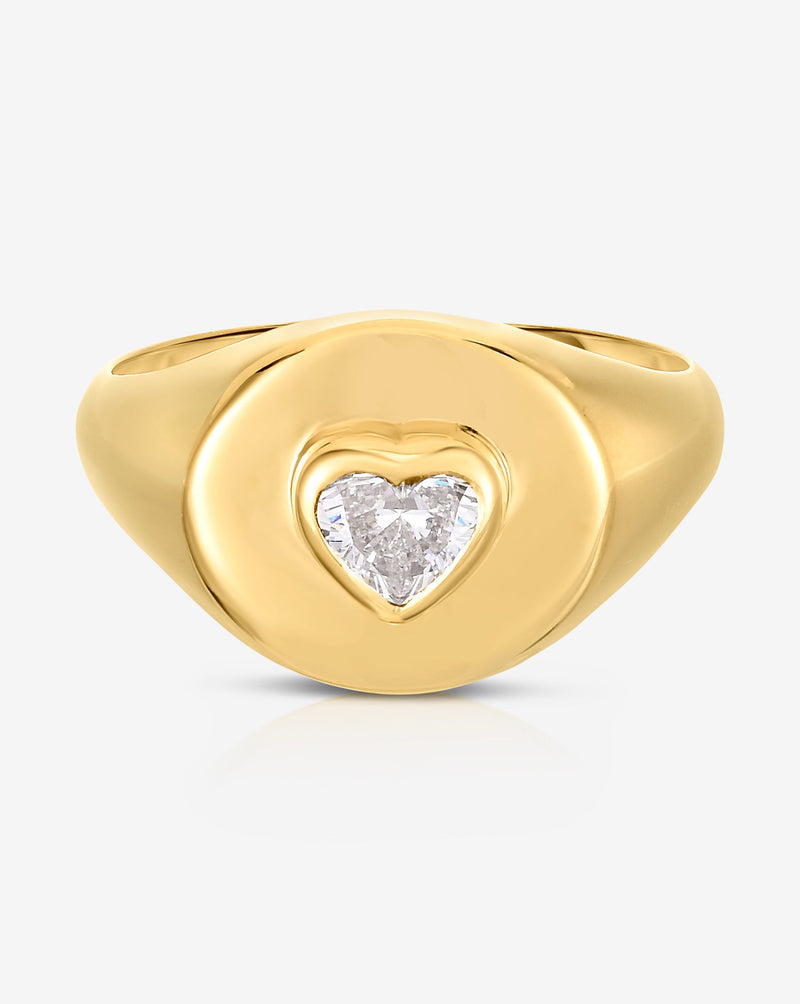 Ring Concierge Rings Heart / 14k Yellow Gold / 2 Diamond Signet Pinky Ring