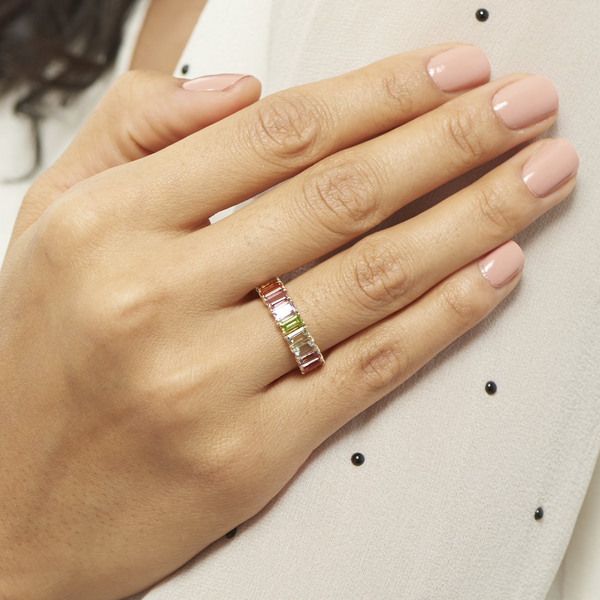 Ring Concierge Rings Pastel Emerald Cut Rainbow Gemstone Ring