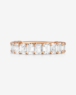 Ring Concierge Rings Petite Emerald Cut White Topaz Ring 14k Rose Gold 3/4 coverage