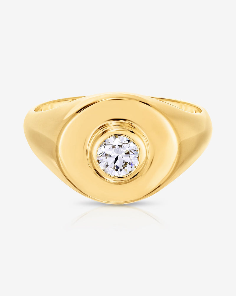Ring Concierge Rings Round / 14k Yellow Gold / 2 Diamond Signet Pinky Ring
