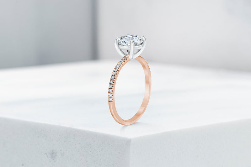 Lexington VOW by Ring Concierge antique-style round micropave engagement ring in rose gold. 33281434452056 