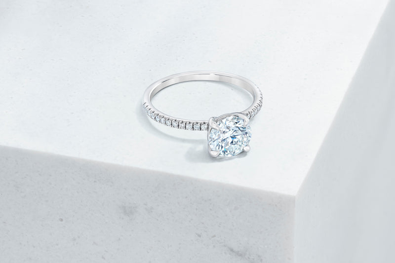Lexington VOW by Ring Concierge round micropave engagement ring in platinum. 33281433337944