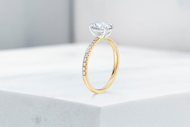 Lexington VOW by Ring Concierge oval micropave engagement ring in yellow gold. 33281433403480