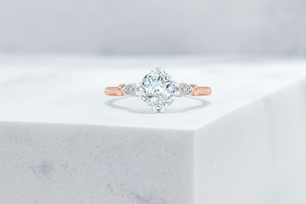 Park VOW by Ring Concierge antique-style round in detailed engagement ring in rose gold. 33281410826328