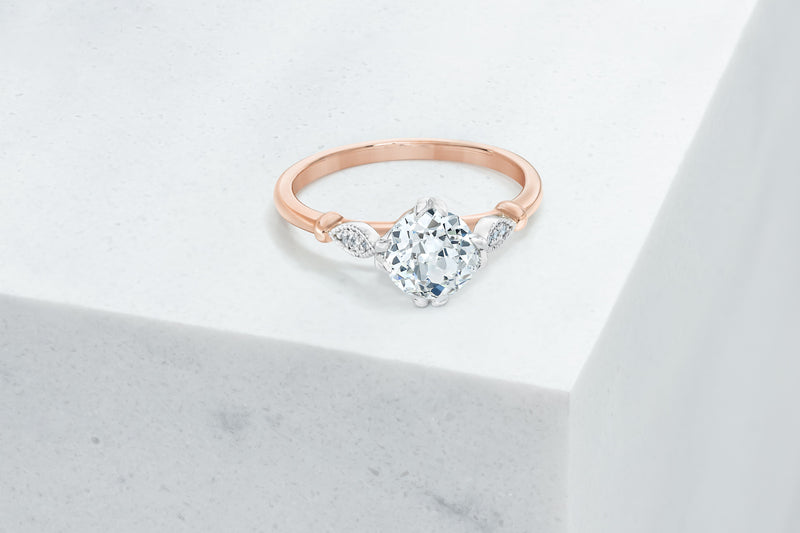Park VOW by Ring Concierge antique-style round in detailed engagement ring in rose gold. 33281410826328