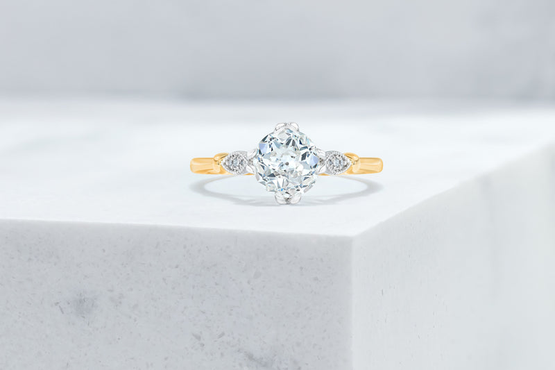 Park VOW by Ring Concierge antique-style round in detailed engagement ring in yellow gold. 33281410793560