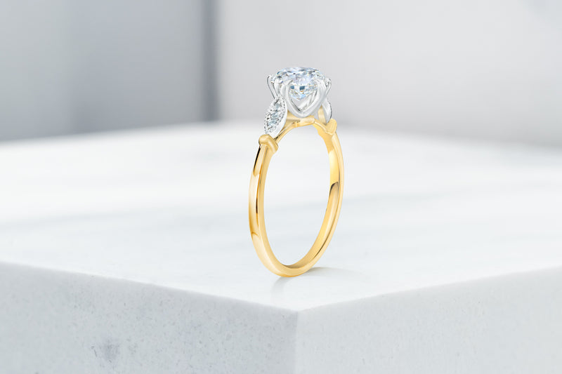 Park VOW by Ring Concierge antique-style cushion detailed engagement ring in yellow gold. 33281410891864