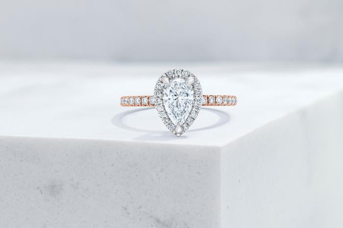 Vow Vow Engagement Rings Pear / 14K Rose Gold + Platinum Prongs / Original Design Delancey