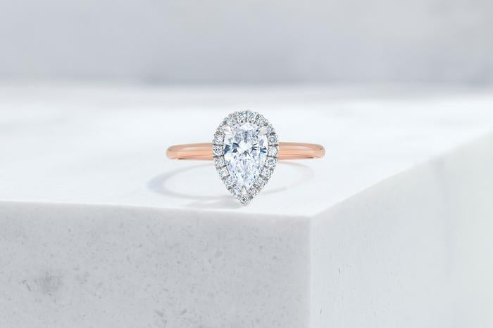 Vow Vow Engagement Rings Pear / 14K Rose Gold + Platinum Prongs / Original Design Essex