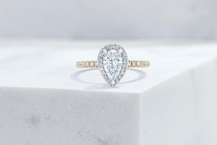 Vow Vow Engagement Rings Pear / 14K Yellow Gold + Platinum Prongs / Original Design Delancey