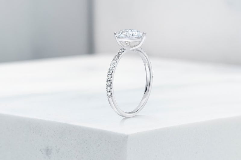 Lexington VOW by Ring Concierge pear shaped micropave engagement ring in platinum. 33281434320984 