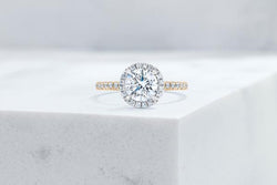 Vow Vow Engagement Rings Round / 14K Yellow Gold + Platinum Prongs / Original Design Delancey