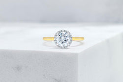 Vow Vow Engagement Rings Round / 14K Yellow Gold + Platinum Prongs / Original Design Essex