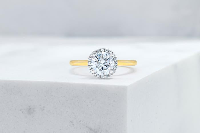 Vow Vow Engagement Rings Round / 14K Yellow Gold + Platinum Prongs / Original Design Essex