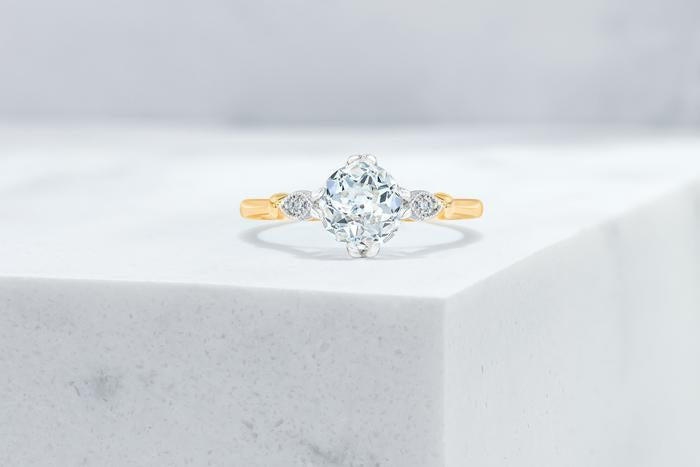 Vow Vow Engagement Rings Round / 14K Yellow Gold + Platinum Prongs / Original Design Park