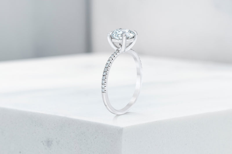 Lexington VOW by Ring Concierge round micropave engagement ring in platinum. 33281433337944